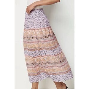 J. Jill Rosewater Floral Cotton Voile Smock Waist Maxi Skirt Cottagecore Small